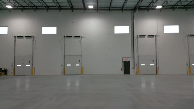 Inside Large Commercial Warehouse. Move Camera