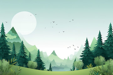 Fototapeta premium nature background template with flat trees