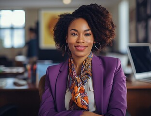 Bright Business Future: Graceful Smile of an African American Executive