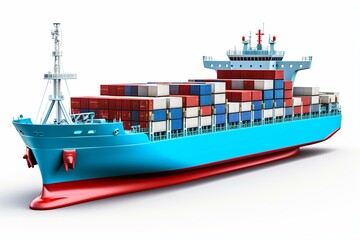 Isolated cargo ship for freight transport, shipping container for maritime industry concept. Generative AI