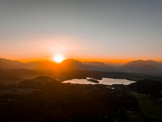 Sunset on Faakersee with Dobratsch in the background