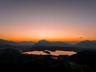 Sunset on Faakersee with Dobratsch in the background