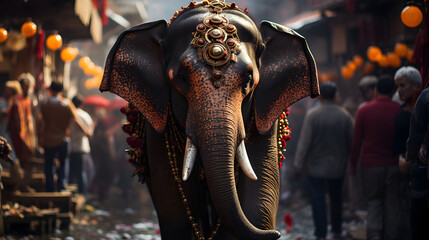 Elephant on Indian festival - obrazy, fototapety, plakaty