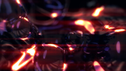 orange shining pellucid diamond meta spheres on black bg - abstract 3D illustration