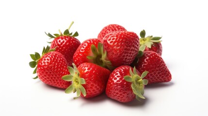 A pile of strawberries sitting on top of a white surface