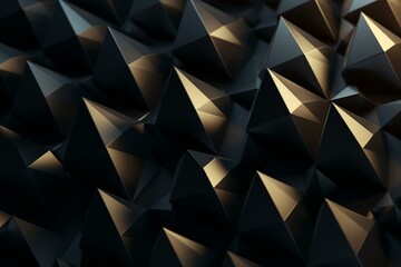 Abstract surface with pyramids. Futuristic, dark 3D background. Generative AI