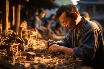 oriental craftsman in his workshop