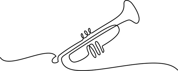 Musical classical trumpet, classic acoustic music instrument, - 646132739