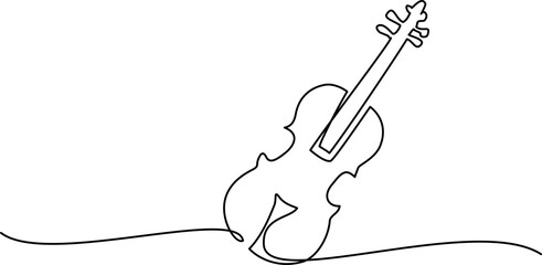 Violin musical instrument. Continuous one line drawing.
