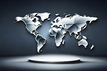 world map on black background