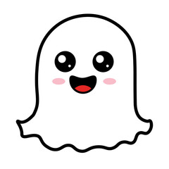 Kawaii cute ghost - vectors stickers icon illustration, boo, ghost halloween