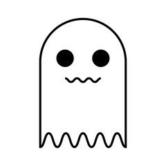 cute sad ghost - vectors stickers icon illustration, boo, ghost halloween