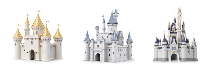 historical cartoon style fairytale princess tower castle or fortress palace as toy miniature model doll house set isolated on transparent pong background cutout © sizsus