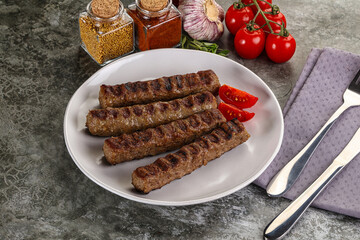 Grilled beef kebab minced meat