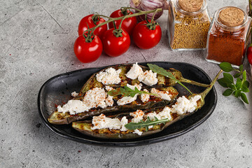 Grilled eggplant with feta cheese