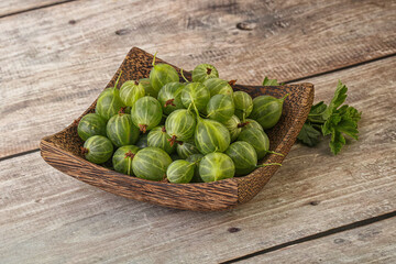 Natural ripe gooseberry heap in the bowl