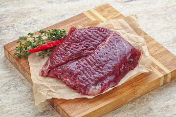 Raw beef machete steak for grill