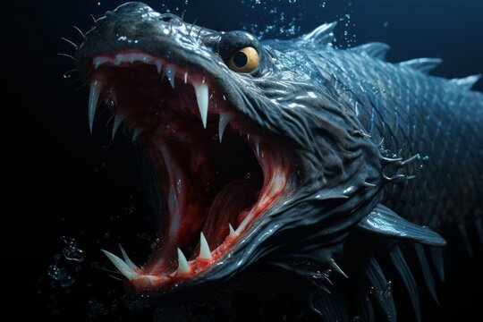 terrifying abyssal fish with big fangs