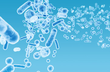 Enterobacteriaceae, gram-negative rod-shaped bacteria, part of intestinal microbiome and causative agents of different infections, 3D rendering. Escherichia coli, Klebsiella, Enterobacter and other