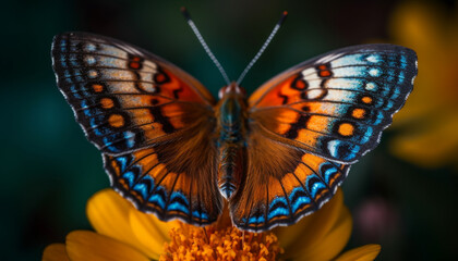 Vibrant butterfly wings showcase natural beauty in multi colored patterns generated by AI
