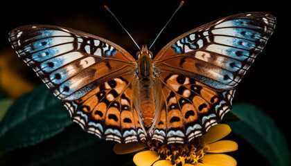 Vibrant swallowtail butterfly in macro, showcasing multi colored beauty in nature generated by AI