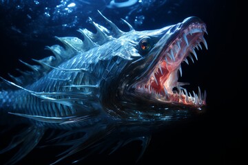 terrifying abyssal fish with big fangs