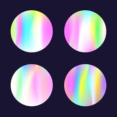 Gradient round set with holographic mesh. Abstract hologram.