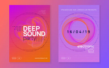 Neon flyer trance event. Techno dj party. Electro dance music. Electronic sound. Club fest poster.