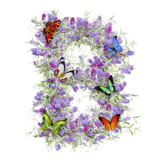 Buddleia flower capital letter alphabet - letter B