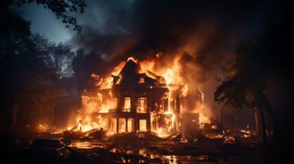 House burning down during the night