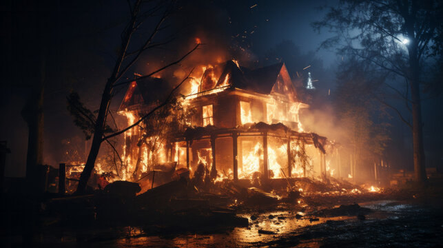 House burning down during the night