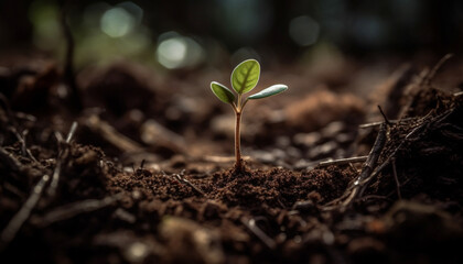 New life sprouts from small seedling in fresh green macro close up generated by AI