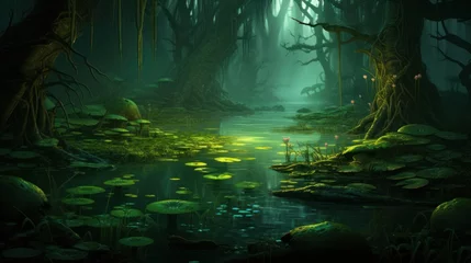Crédence de cuisine en verre imprimé Forêt des fées Fantasy Swamps and Wetlands Game Art