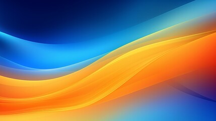 Obraz premium a wave shaped gradient mesh illustration, modern abstract blurred blue, orange, yellow graphic element with noise. Template for advertising brochure, poster, banner, flyer or postcard.
