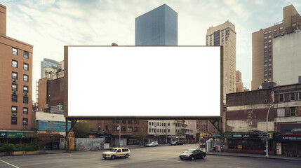 Fototapeta na wymiar a blank billboard in a city. Transparent billboard template