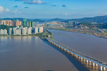 Aerial view of the downtown cityscape