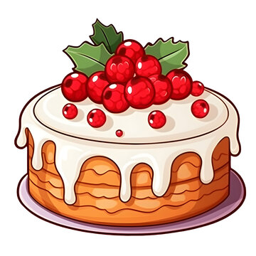 recommend clip art: Cartoon cliparts of festive fruitcake, transparent background