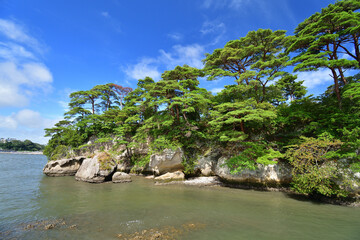 Matsushima, Miyagi Prefecture, Japan. Fukuura Island on the Matsushima coast. August 9, 2023.