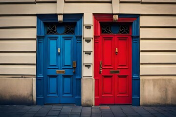 red and blue doors