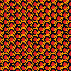 Paint brush hexagons. Hand drawn honeycombs background. Hexahedrons wallpaper. Hives motif. Geometric backdrop. Ethnic digital paper. Web designing. Textile print. Seamless pattern.