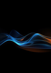Abstract background waves. Black, blue and orange abstract background