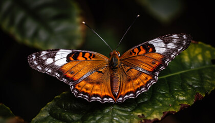 Vibrant butterfly wing showcases natural beauty in multi colored close up generated by AI