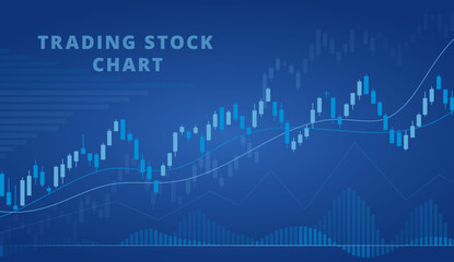 Candlestick chart, trading graphic online. Financial concept with forex candles indicators, trade strategy. Investment market, decent vector economy background