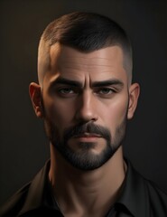 Fototapeta premium Portrait of a handsome man with a crew cut hairstyle