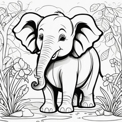Elephant and Playful Coloring Fun: Kids' 3D Creative Delights
