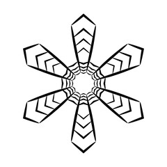 sechsstrahliger stern aus schwarzen linien, schneekritall