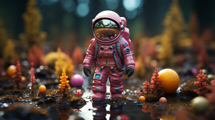 cute astronaut, model, vibrant colors
