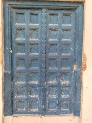 Antique Indian style concrete Door design at Ramnagar fort varanasi India. Mughal architecture