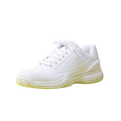 Image of stylish white sneakers with tennis ball on a transparent background