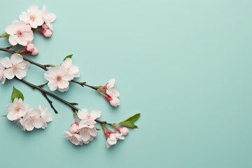 Picture of branch of cherry tree with beautiful white flowers. This image can be used to add touch of elegance and nature to various projects. - Powered by Adobe